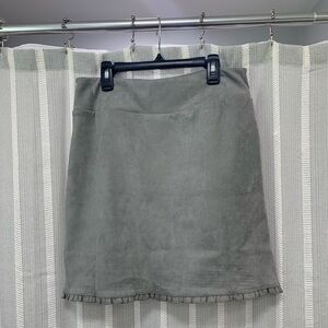 Aryeh Grey Faux Suede Gary Skirt‎ with Front Pockets Size S
